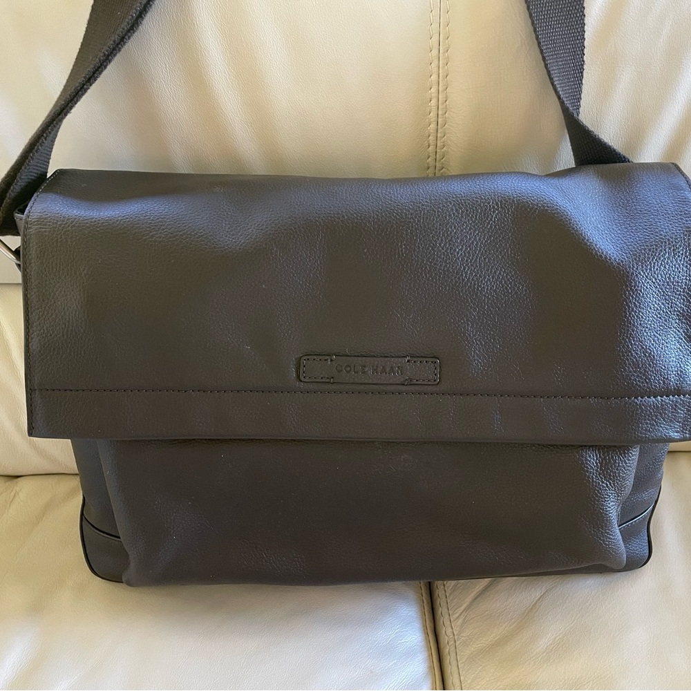 cole haan leather shoulder brown bag